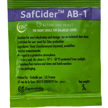 Fermentis SafCider AB-1 Cider Yeast 5 g