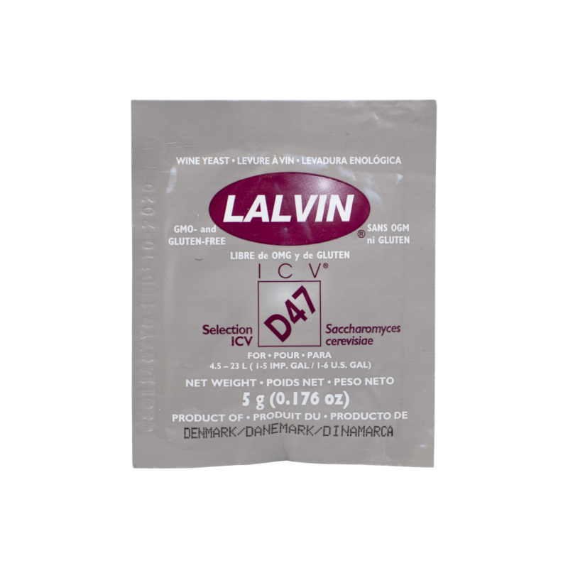 ICV D47 Lalvin Active Freeze- Dried Wine Yeast ICV D47 Lalvin Active Freeze- Dried Wine Yeast