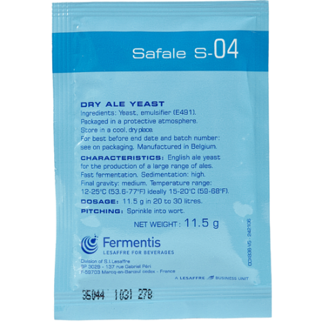 Safale S-04 Dry Ale Yeast 11.5 Grams