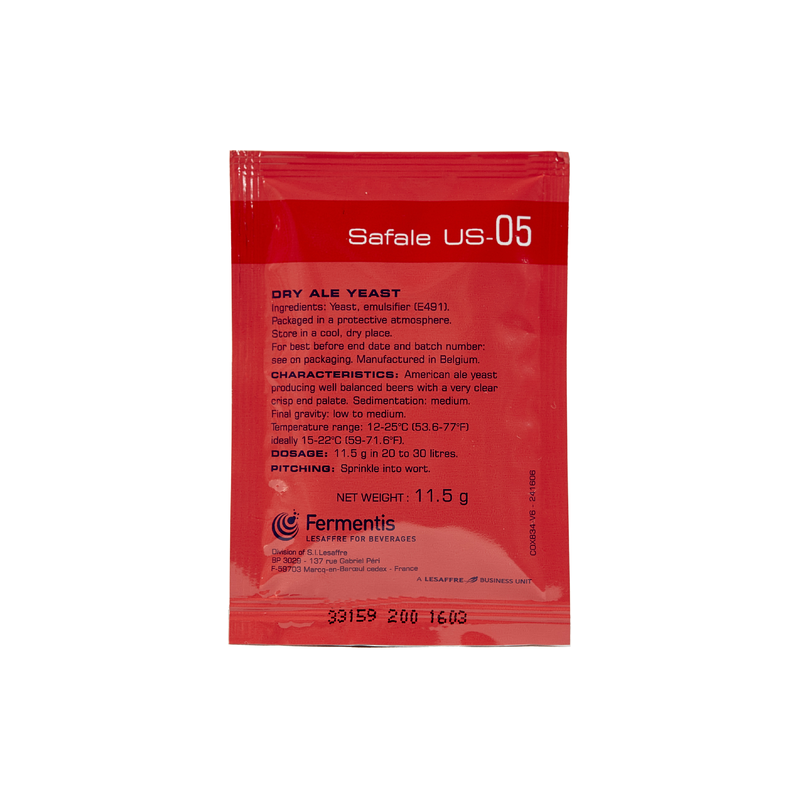 Safale US-05 Dry Ale Yeast 11.5 Grams