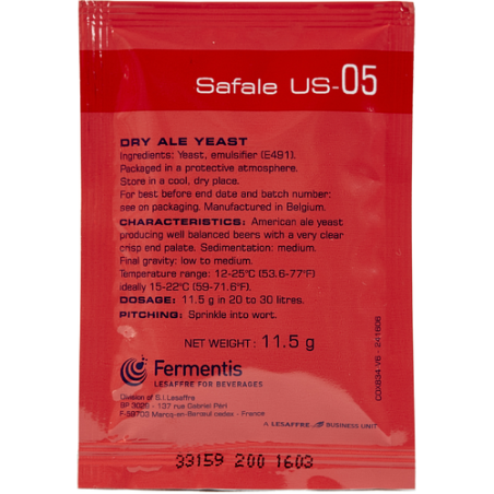 Safale US-05 Dry Ale Yeast 11.5 Grams