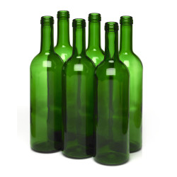 750 mL Champagne Green Claret/Bordeaux Wine Bottles Flat Bottom - Case of 12
